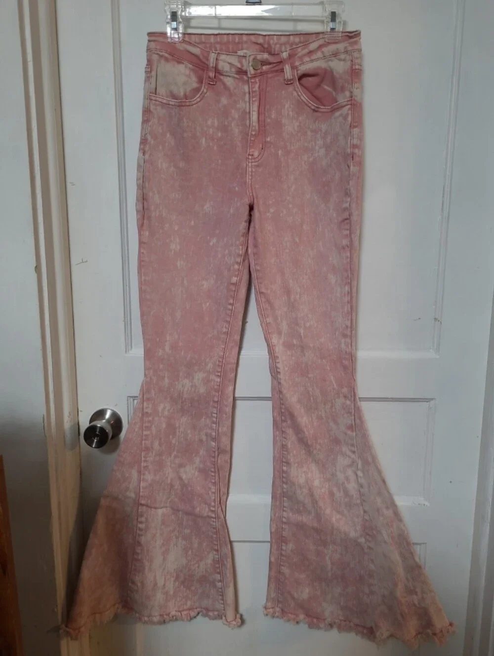 Wysteria Lane Acid Wash Pink Bell Bottom Jeans Medium 8